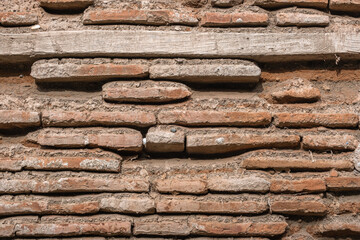 old brick wall of ancient ruined building