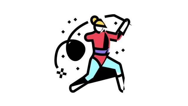 rhythmic gymnastics handicapped athlete color icon animation