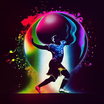 World Cup Football Celebratory illustrations, bright colored soccer balls