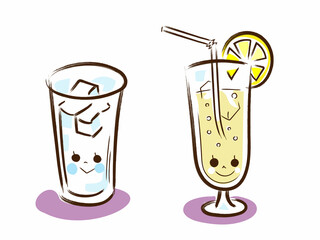 レトロ喫茶店のレモンスカッシュとお水