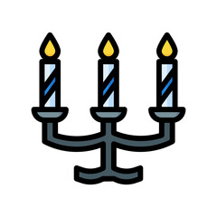 Candles icon with lineal color style vector
