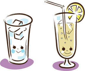 レトロ喫茶店のレモンスカッシュとお水