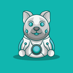 cute mascot logo icon cyborg robot mecha inu dog man