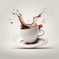 Coffee , Latte or Hot Chocolate Spilling - obrazy, fototapety, plakaty