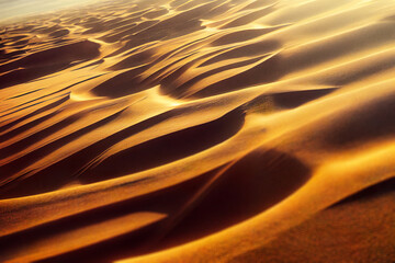Fototapeta na wymiar Golden sand dunes from above. Digitally generated image of desert.
