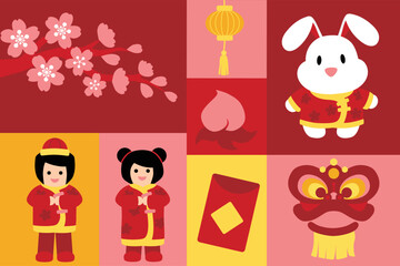 Rabbit cartoon - Chinese new year
