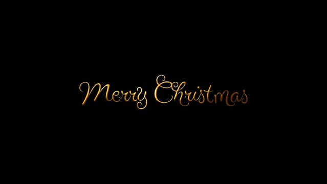 Merry Christmas Animated golden text animation handwritten text with gold. Christmas opening animation Winter holiday 4k video background Suitable for Celebrations, Wishes, Events, Messages, holidays