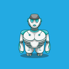 Fat man Humanoid mascot logo icon with cap decoration