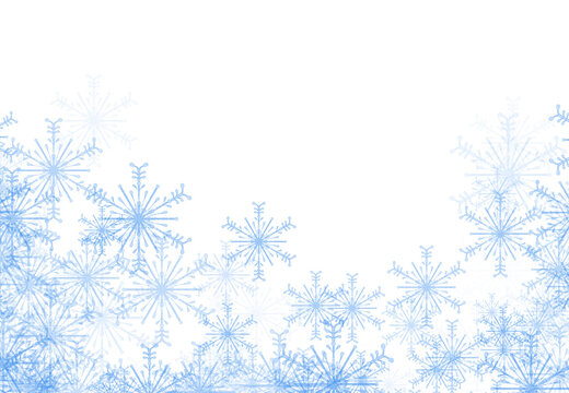 digitally rendered blue snowflakes isolated on white.