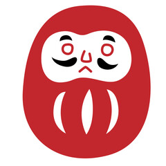 日本の縁起物、だるまのシンプルイラスト