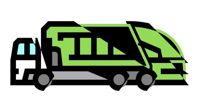 garbage construction car vehicle color icon animation