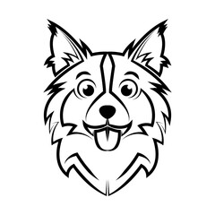 Black and white line art of dog head. Good use for symbol, mascot, icon, avatar, tattoo, T Shirt design, logo or any design