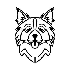 Black and white line art of dog head. Good use for symbol, mascot, icon, avatar, tattoo, T Shirt design, logo or any design