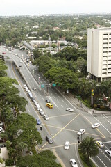 High angle view of a busy day at Ayala Avenue, Makati City, Philippines
