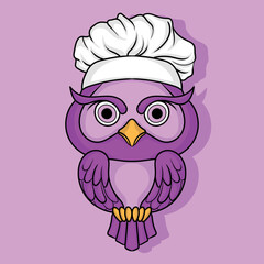 artwork illustration and cute character design chef owl
