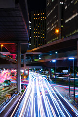 A night neon street in Roppongi wide shot