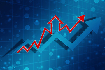 3d rendering business graph and documents. Stock market chart. Business graph background, Financial Background