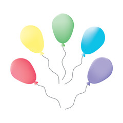 Bright festive balloons. Illustration of balloons. Collection of colorful balloons. Glossy balloons set isolated on white background.