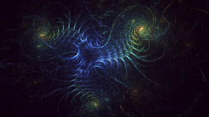 3D rendering abstract multicolor fractal light background