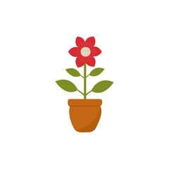 Naklejka na ściany i meble The Flower pot icon is isolated on a white background. in flat design.