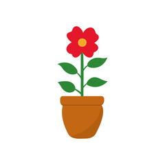 The Flower pot icon is isolated on a white background. in flat design.