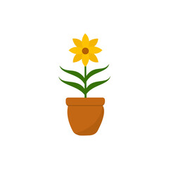 The Flower pot icon is isolated on a white background. in flat design.