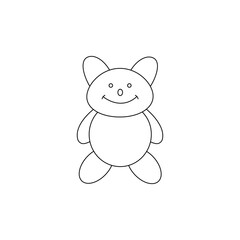 Teddy bear line art icon Vector. Logo design. Toy, game. coloring sheet for kids .Preschool education concept.