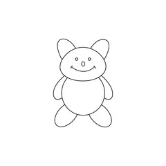 Teddy bear line art icon Vector. Logo design. Toy, game. coloring sheet for kids .Preschool education concept.