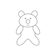 Teddy bear line art icon Vector. Logo design. Toy, game. coloring sheet for kids .Preschool education concept.