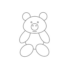 Teddy bear line art icon Vector. Logo design. Toy, game. coloring sheet for kids .Preschool education concept.