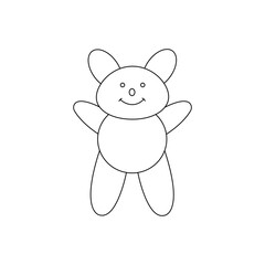 Teddy bear line art icon Vector. Logo design. Toy, game. coloring sheet for kids .Preschool education concept.