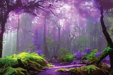 autumn, background, beautiful, dawn, digital, dusk, environment, fairy, fall, fantasy, fog, foggy, forest, haze, illustration, landscape, light, magic, mist, misty, mystery, mystical, natural, nature,