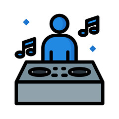 Dj party icon with lineal color style vector