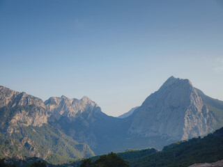 forest mountains in summer evening in Antalya Turkey. concept of adventure and travel