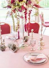 wedding table with fresh flowers