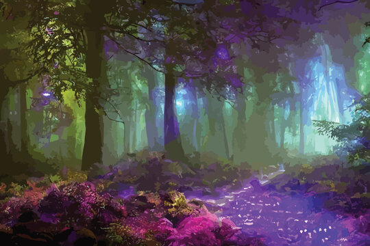autumn, background, beautiful, dawn, digital, dusk, environment, fairy, fall, fantasy, fog, foggy, forest, haze, illustration, landscape, light, magic, mist, misty, mystery, mystical, natural, nature,