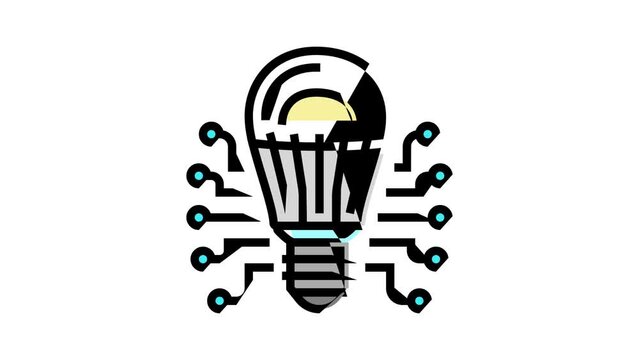 technology light bulb color icon animation