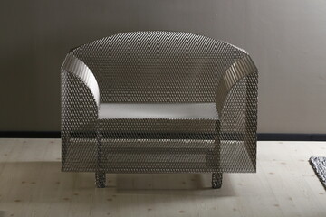 Stylish plain steel mesh ghost chair