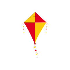 Red and Yellow Kite icon isolated on a white background. 