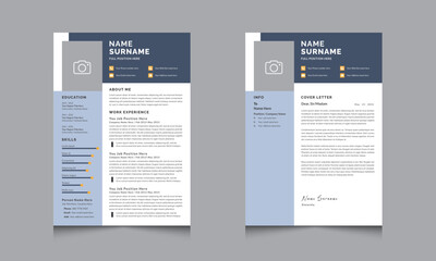 Creative Minimal Resume Template and Cover Letter Set Design