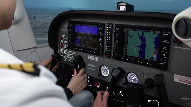 pilot training on a light aircraft simulator