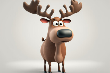 Reindeer cartoon character made of felt isolates