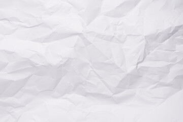 White crumpled paper texture background, clean white wrinkled paper, top view.