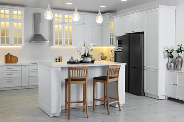 Luxury kitchen interior with new stylish furniture