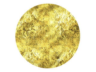 Gold isolated circle element, golden moon, coin, luxury metallic overlay shape, metal object with copy space, ring, particle
