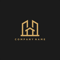 Logo design of G, GG in vector for construction, home, real estate, building, property. Minimal awesome trendy professional letter icon. logo design template