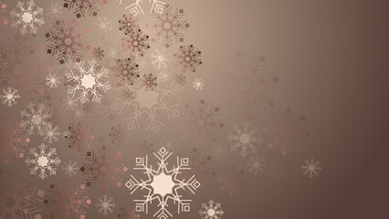 Fototapeta premium christmas background with skin tone snowflake decoration. New year 2023 and merry christmas card. Snowflake snow decoration with beige paster color tone