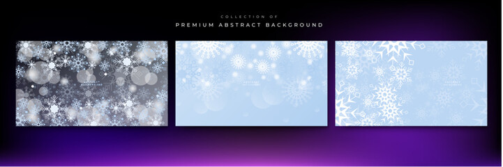 Beautiful blue christmas background with snowflake and copy space. Merry Christmas and Happy New Year 2023 greeting card. Horizontal new year banner, header, poster, card, website. Vector illustration