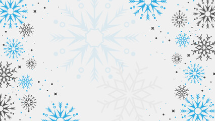 Christmas background with christmas snowflake decoration and copy space. New year Winter art design, Christmas holiday border. Happy new year