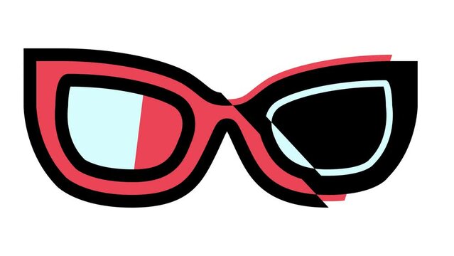 kig girl glasses frame color icon animation